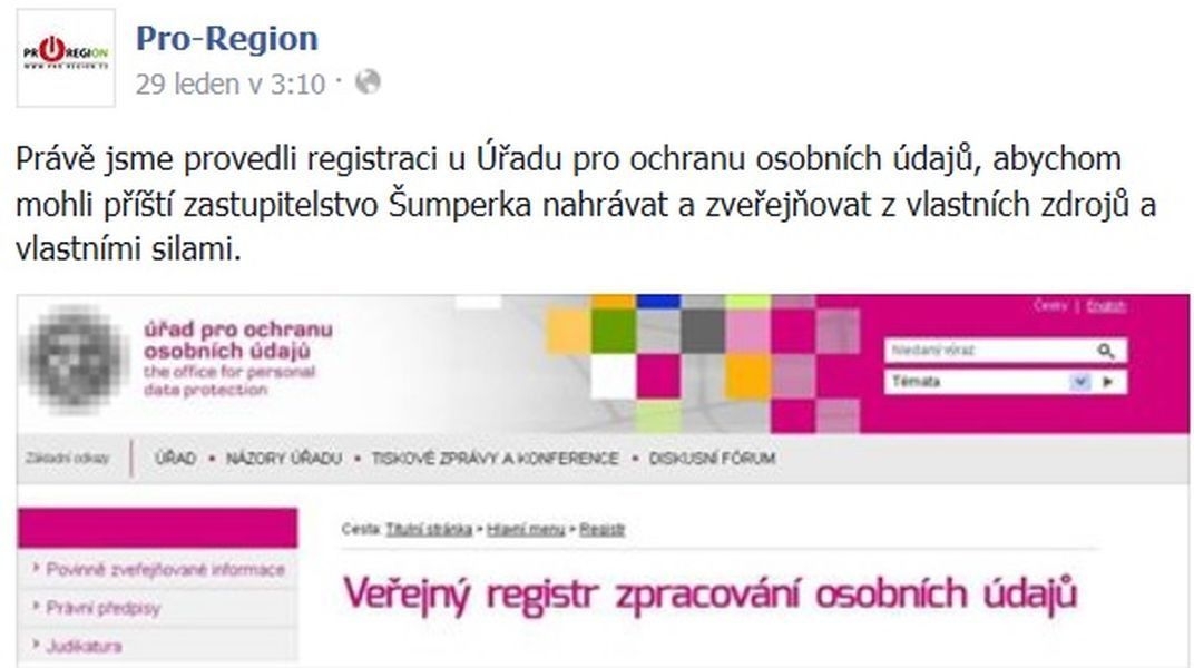 informace opozičního seskupení zdroj: PRO-REGION