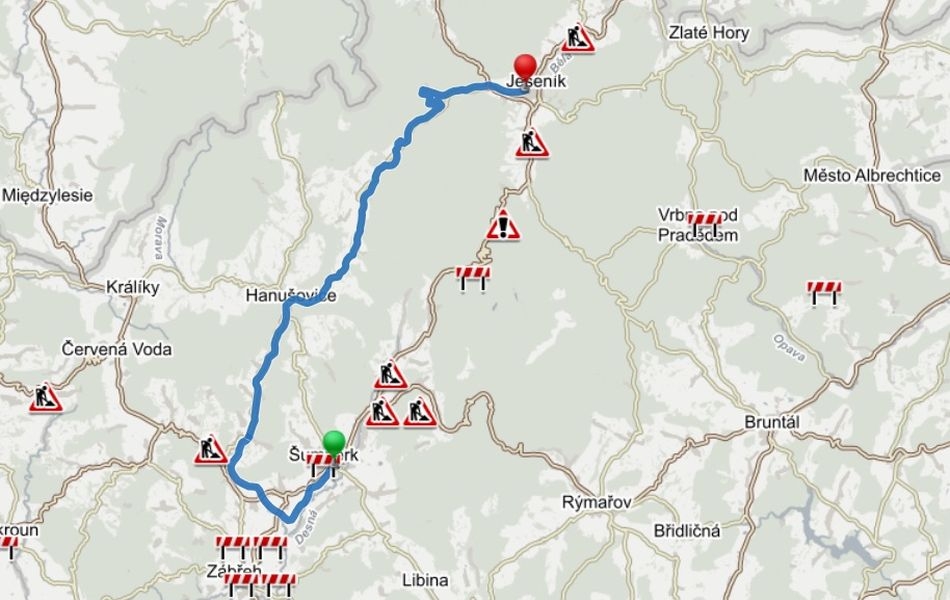 mapa - výluka zdroj:čd