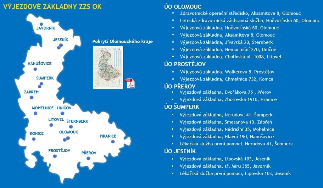 výjezdové základny zdroj: ZZS Olk.