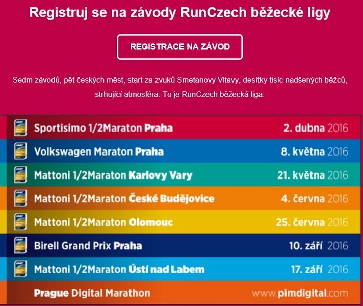 seznam závodů zdroj: RunCzech