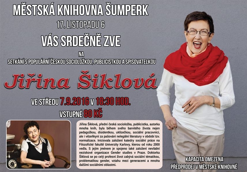 PhDr. Jiřina Šiklová, CSc., zdroj: MK Šumperk