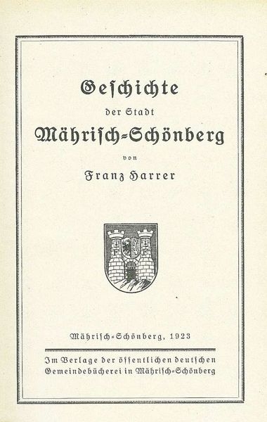 Dějiny Šumperka z roku 1923 zdroj: R. Auer