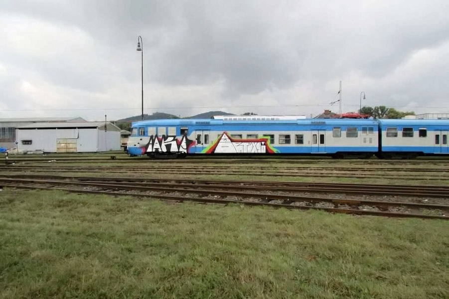 Šumperk - posprejovaná lokomotiva zdroj foto: PČR