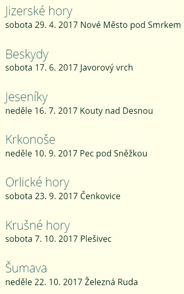 7 pohoří - seznam závodů zdroj web:7pohori.cz