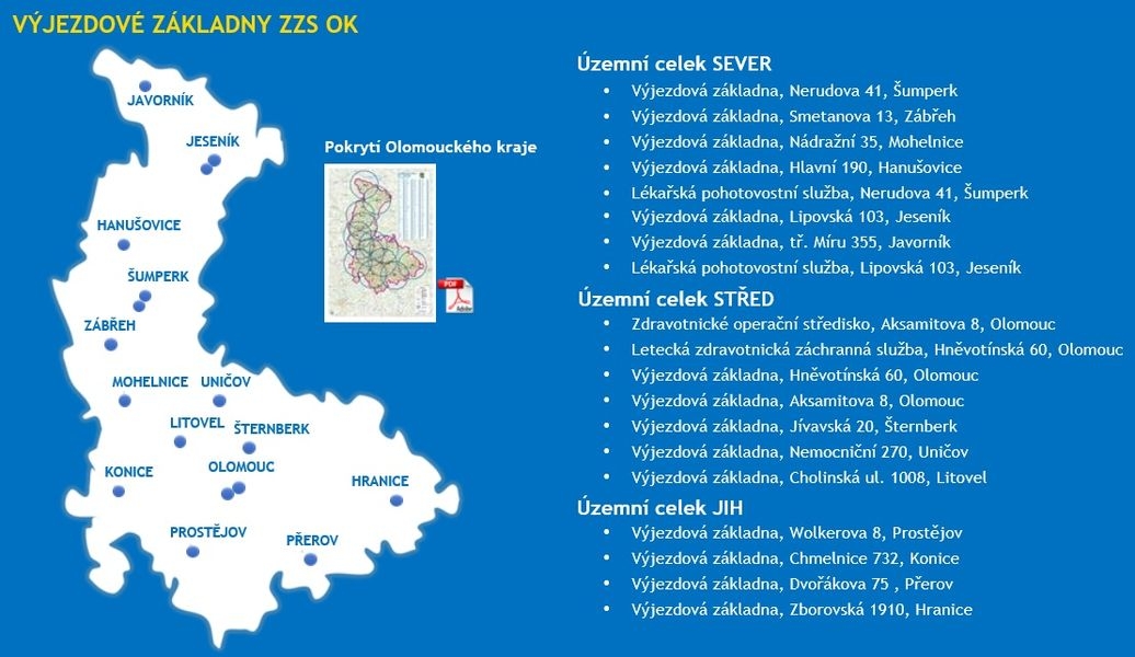 stávající výjezdové základny zdroj: ZZS Olk