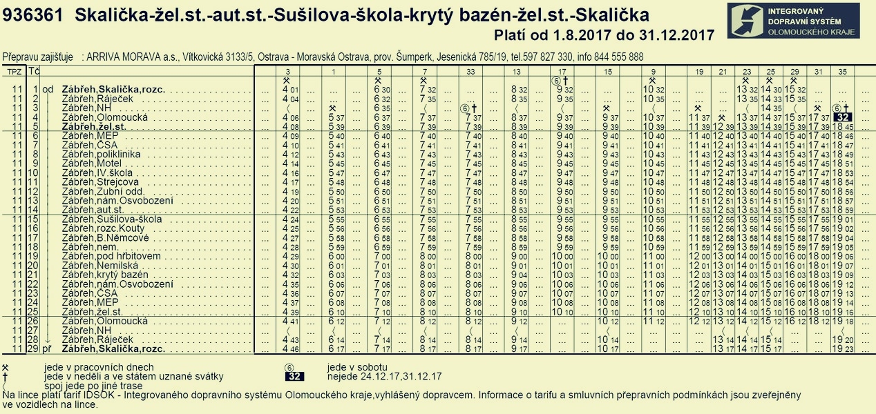 Zábřeh - MHD - linka 1 zdroj:muz