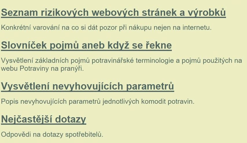 z obsahu webu Potraviny na pranýři zdroj: SZPI