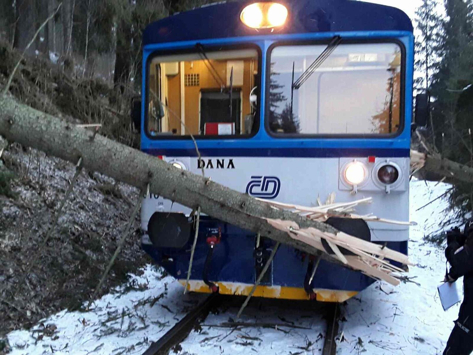 Motorový vlak najel do kmene stromu zdroj foto: HZS Olk