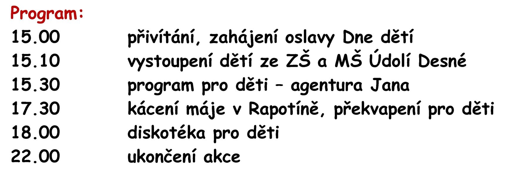 Den dětí v Rapotíně - program