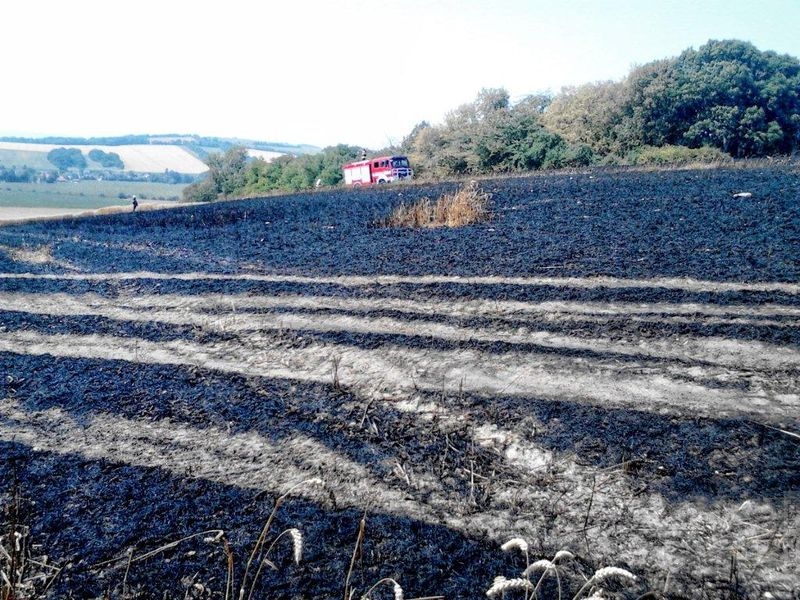 Hořelo pět hektarů pole u Nové Hradečné