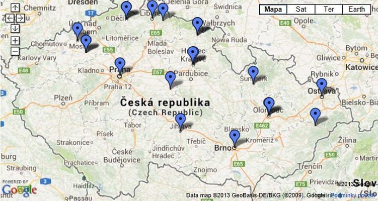Slet bubeníků 2013 - mapa koncertů
