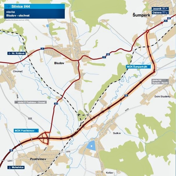 mapa části obchvatu zdroj:ŘSD