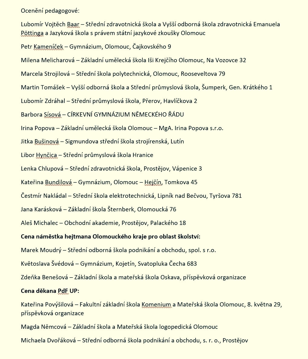 seznam oceněných zdroj: OLK seznam oceněných zdroj: OLK